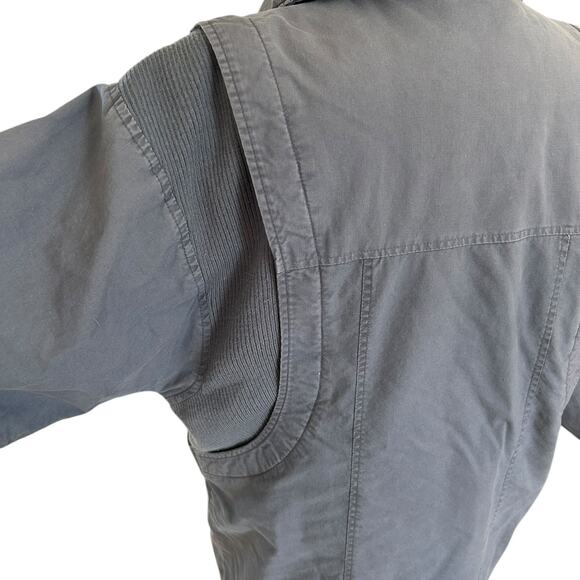 Vintage 80s Pan Asia Insulated Parka Coat Mixed Media Gray Blue size S - Picture 6 of 13